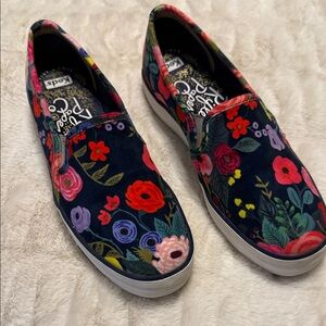 Keds Riffle Paper Co. Women's Navy Floral Slip-On Sneakers